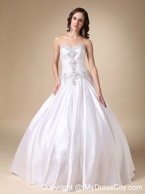 Sweetheart Beaded Ball Gown Floor-length Simple Wedding Bridal Gown