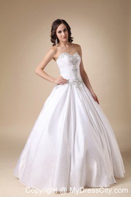 Sweetheart Beaded Ball Gown Floor-length Simple Wedding Bridal Gown