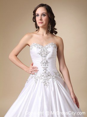 Sweetheart Beaded Ball Gown Floor-length Simple Wedding Bridal Gown