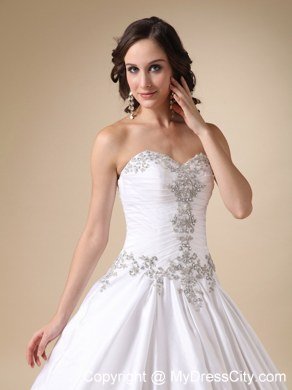 Sweetheart Beaded Ball Gown Floor-length Simple Wedding Bridal Gown