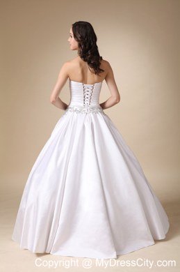 Sweetheart Beaded Ball Gown Floor-length Simple Wedding Bridal Gown