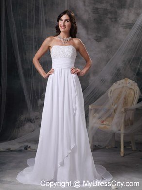 Watteau Train Appliques Chiffon Empire Plus Size Maternity Wedding Dress