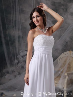 Watteau Train Appliques Chiffon Empire Plus Size Maternity Wedding Dress