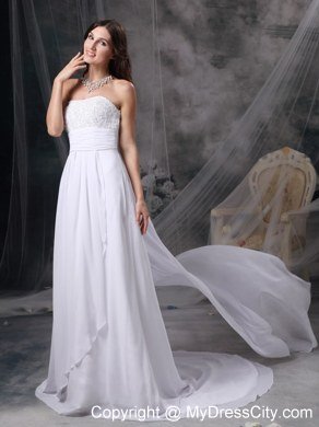 Watteau Train Appliques Chiffon Empire Plus Size Maternity Wedding Dress