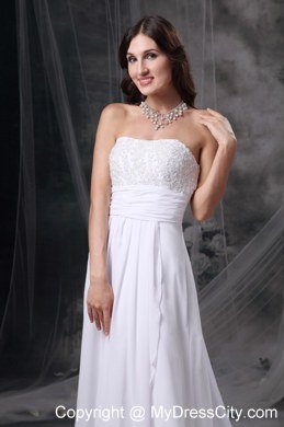 Watteau Train Appliques Chiffon Empire Plus Size Maternity Wedding Dress