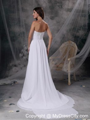 Watteau Train Appliques Chiffon Empire Plus Size Maternity Wedding Dress