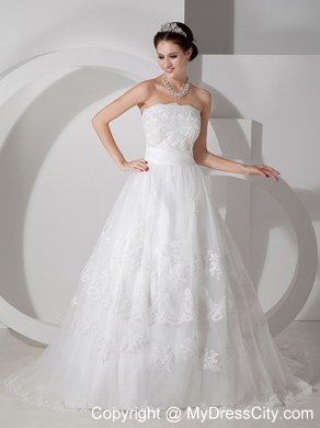 Lace Strapless Brush Train Pretty 2013 Garden Wedding Bridal Gowns