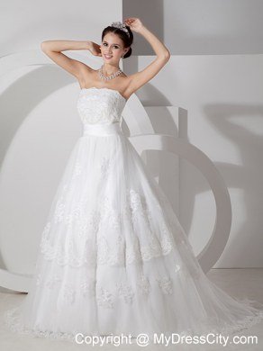 Lace Strapless Brush Train Pretty 2013 Garden Wedding Bridal Gowns