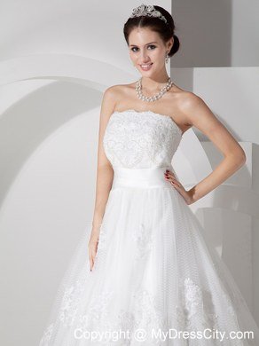 Lace Strapless Brush Train Pretty 2013 Garden Wedding Bridal Gowns