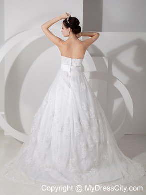 Lace Strapless Brush Train Pretty 2013 Garden Wedding Bridal Gowns