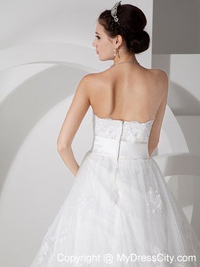 Lace Strapless Brush Train Pretty 2013 Garden Wedding Bridal Gowns