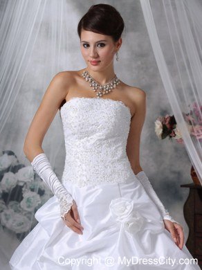 New Arrival Flowers Lace Pick Ups Court Train 2013 Church Wedding Dresses