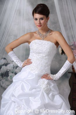 New Arrival Flowers Lace Pick Ups Court Train 2013 Church Wedding Dresses