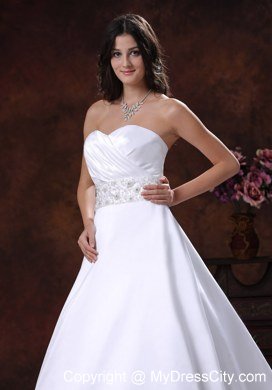 Simple Lace Beaded Court Train Sweetheart Ruching 2013 Wedding Dresses