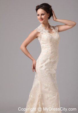 Champagne Lace Transparent Sweetheart Wedding Dress with Peekaboo Keyhole