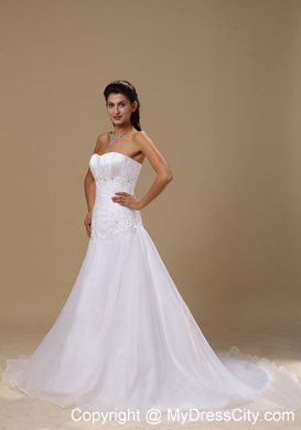 Pretty Appliques with Beading Chapel Train Princess 2013 Wedding Dresses