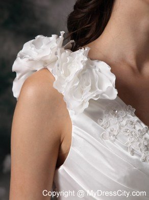 Flowers One Shoulder Ruching Pick Ups Elegant Garden Wedding Dresses