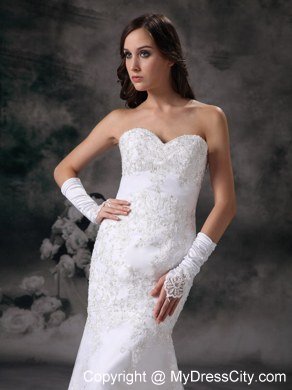 Sweetheart Chapel Train Luxurious Lace Wedding Dress with Clasp Handle