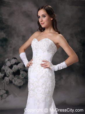 Sweetheart Chapel Train Luxurious Lace Wedding Dress with Clasp Handle