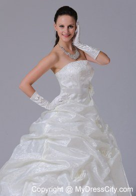 Stylish Pick Ups Flowers Sash Court Train Church 2013 Wedding Dresses