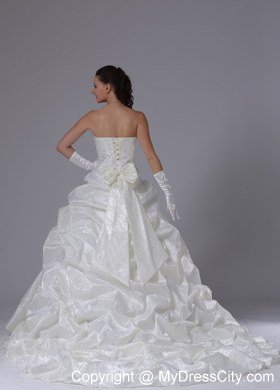 Stylish Pick Ups Flowers Sash Court Train Church 2013 Wedding Dresses