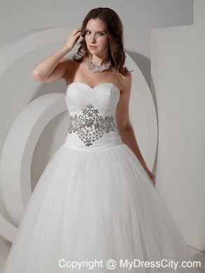 Sweetheart Ruching Beaded Court Train 2013 Wedding Anniversary Dress