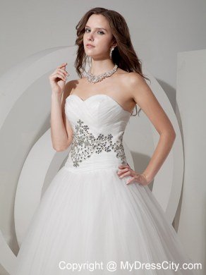 Sweetheart Ruching Beaded Court Train 2013 Wedding Anniversary Dress