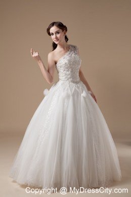 Lace One Shoulder Tulle Ball Gown 2013 Garden Wedding Dresses