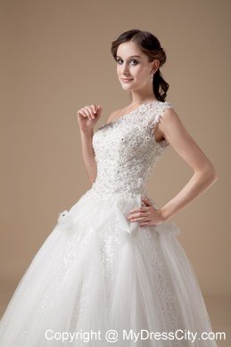 Lace One Shoulder Tulle Ball Gown 2013 Garden Wedding Dresses