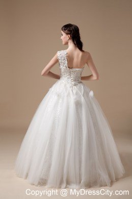 Lace One Shoulder Tulle Ball Gown 2013 Garden Wedding Dresses