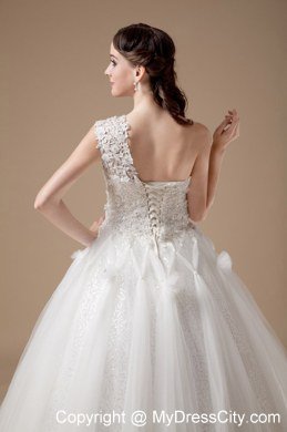 Lace One Shoulder Tulle Ball Gown 2013 Garden Wedding Dresses