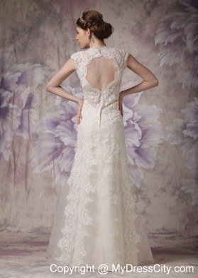 Luxurious Lace Square Garden Wedding Dresses with Peekaboo Keyhole