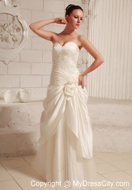 Pretty Appliques Ruching Flowers Taffeta 2013 Wedding Bridal Dresses