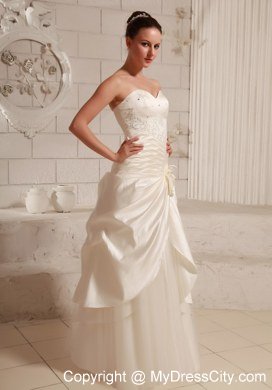 Pretty Appliques Ruching Flowers Taffeta 2013 Wedding Bridal Dresses