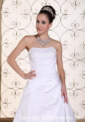 Simple Cheap Sequined Strapless Plus Size Court Train Wedding Gown