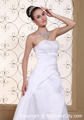 Simple Cheap Sequined Strapless Plus Size Court Train Wedding Gown