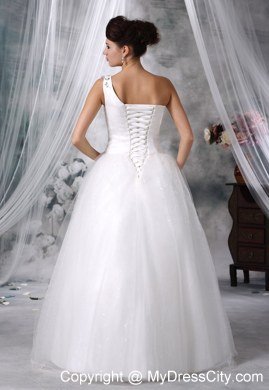 One Shoulder Beaded Princess Elegant Wedding Gown for Garden