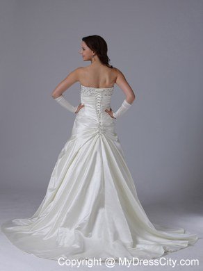 Ruching Beaded Strapless Court Train Elegant Dress for 2013 Garden Wedding