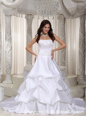 Pick Ups Appliques Court Train Elegant Wedding Dresses for Church