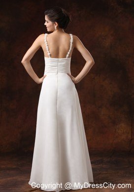 Spaghetti Straps Ruching Empire Floor-length Wedding Reception Dress