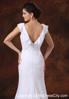 Ruching Tiers V-neck Court Train Chiffon Dress for 2013 Garden Wedding