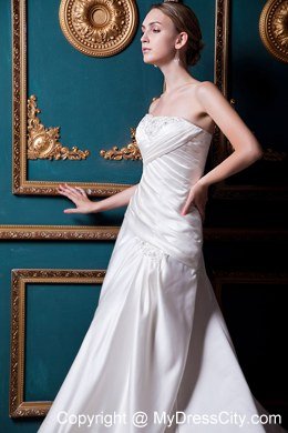 Appliques Ruching Court Train Strapless Garden Wedding Bridal Gown