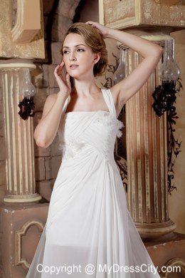 Ruched Lace Chiffon Straps Watteau Train Dresses for 2013 Wedding