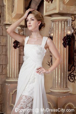 Ruched Lace Chiffon Straps Watteau Train Dresses for 2013 Wedding