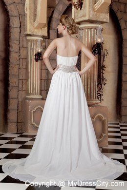 Empire Ruching Chiffon Maternity Wedding Dress with Beaded Belt