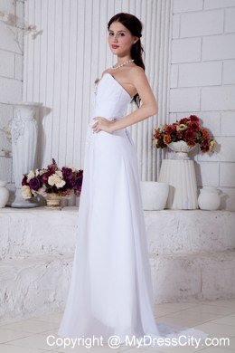 Elegant Sweetheart Beaded Appliques Chiffon Beach Wedding Dresses