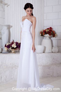 Elegant Sweetheart Beaded Appliques Chiffon Beach Wedding Dresses