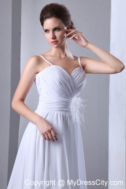 Simple Spaghetti Straps Wedding Dress with Court Train Ruches