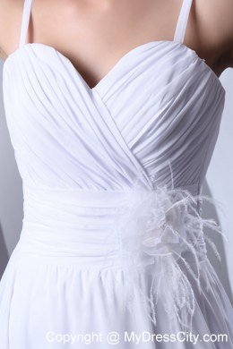 Simple Spaghetti Straps Wedding Dress with Court Train Ruches