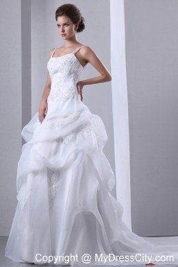 Fashionable Spaghetti Straps Court Train Appliques Wedding Dress